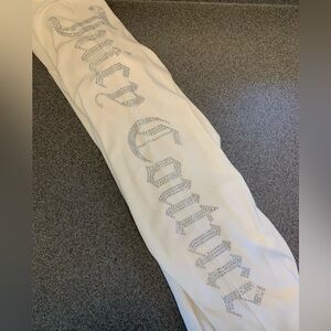Juicy Couture Bling Sweatpants rhinestone logo straight-leg Size Large Y2K 90s